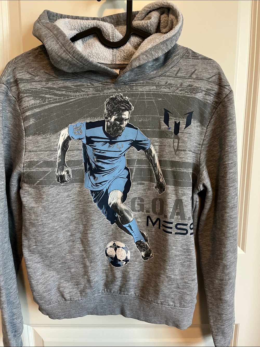 Messie Grey Graphic Soccer Hoodie - Grey/Blue